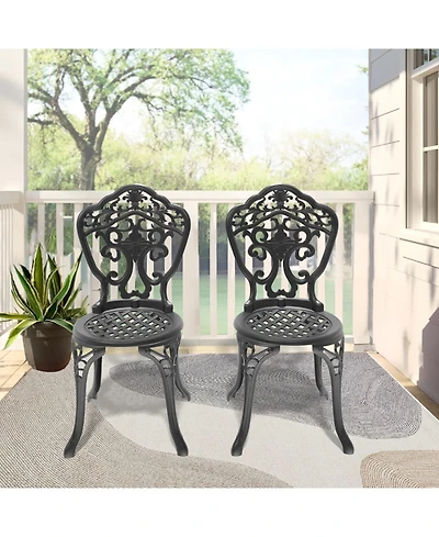 Streamdale Cast Aluminum Patio Dining Chair 2PCS With Black Frame