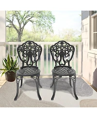 Streamdale Cast Aluminum Patio Dining Chair 2PCS With Black Frame