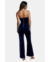 Bebe Women's Strapless Velvet Jumpsuit