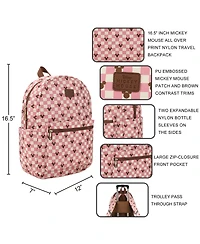 Disney Mickey Mouse Adult Pink Checkered 16.5" Travel Backpack
