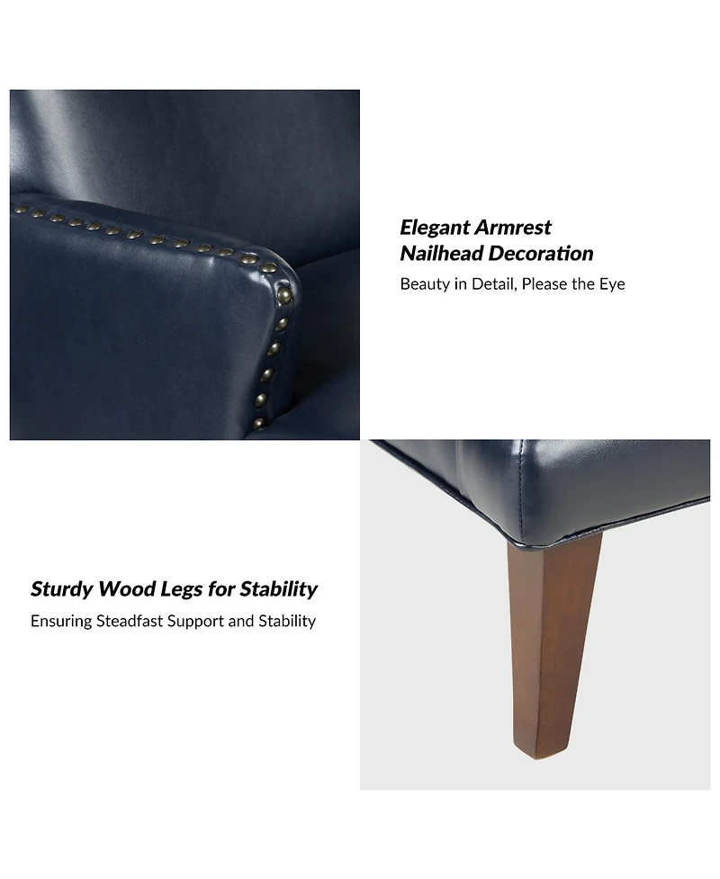 Hardamon Contemporary Leather Arm Chair with Nailhead Trim