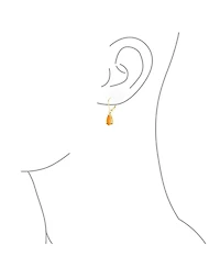 Bling Jewelry Simple White Orange Opal Created Opal Solitaire 7MM Pear Shaped Teardrop Dangle Lever Back Earrings Yellow Gold Plated .925 Sterling Sil