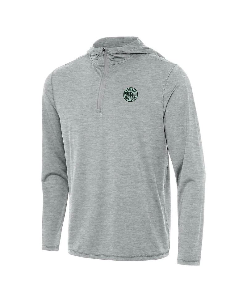 Antigua Men's Heather Gray Tgl The Bay Golf Club Tidy Quarter-Zip Hoodie