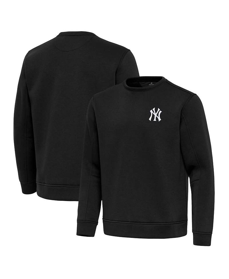 Antigua Men's Black New York Yankees Relevant Lightweight Pullover Sweatshirt