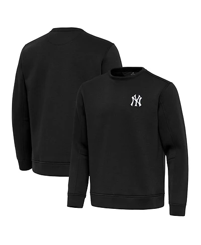 Antigua Men's Black New York Yankees Relevant Lightweight Pullover Sweatshirt