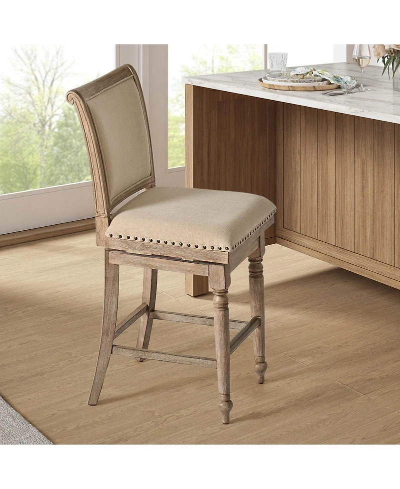 Rodolphe Bar Stool set with nailhead trims
