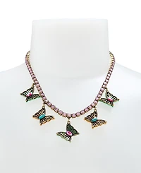Betsey Johnson Faux Stone Boho Butterfly Bib Tennis Necklace
