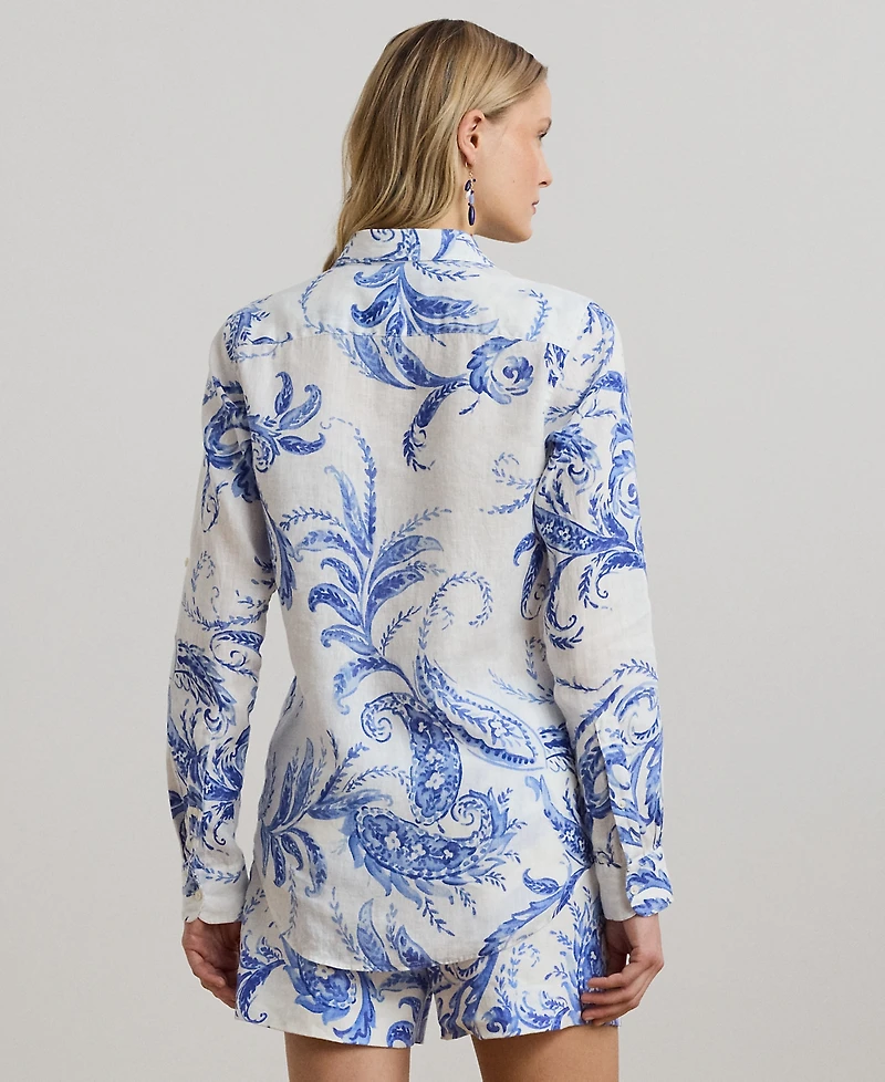 Lauren Ralph Lauren Petite Relaxed-Fit Paisley Linen Shirt