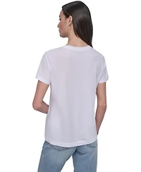 Dkny Jeans Women's Flocked Logo Crewneck T-Shirt