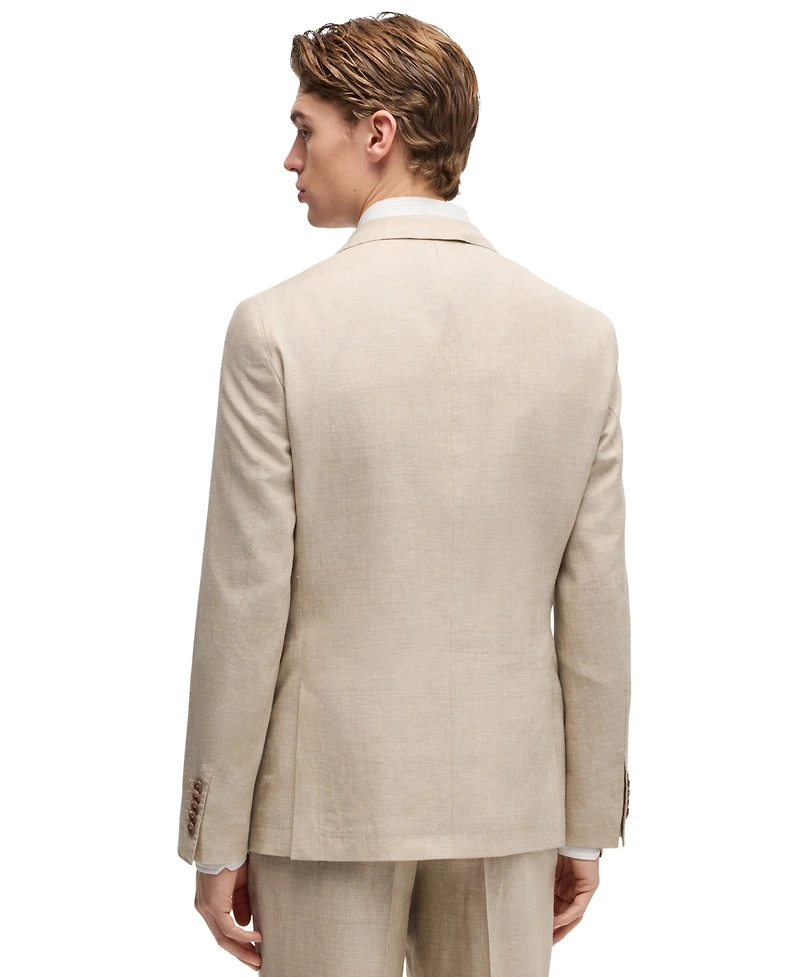 Boss by Hugo Men's Linen-Blend Slim-Fit Checked Suit