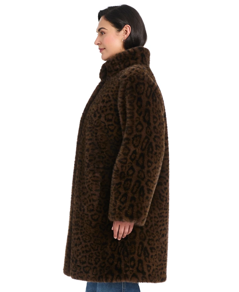 Jones New York Plus Size Stand-Collar Faux-Fur Coat