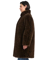 Jones New York Plus Size Stand-Collar Faux-Fur Coat