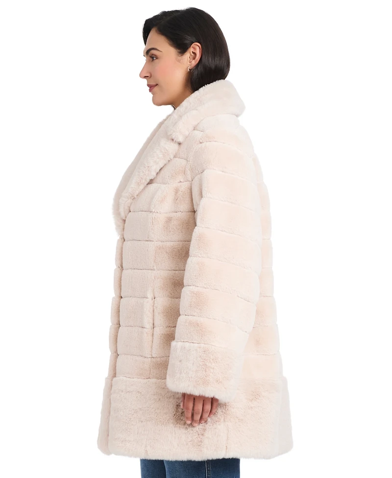 Jones New York Plus Faux-Fur Notched-Collar Coat