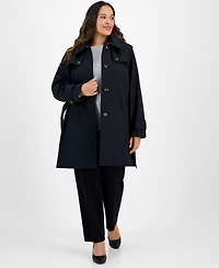 London Fog Plus Hooded Belted Raincoat