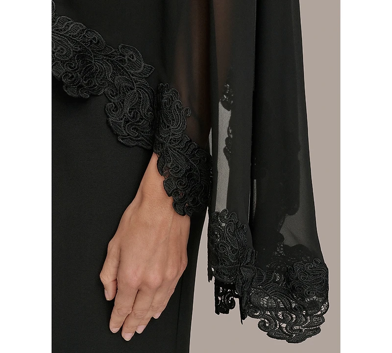 Donna Karan New York Women's Chiffon-Cape-Overlay Gown