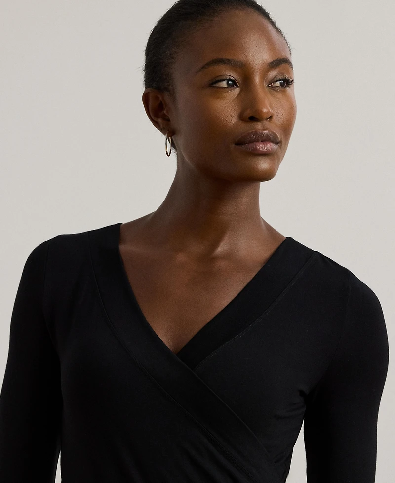 Lauren Ralph Lauren Women's Ruched Surplice Jersey Top