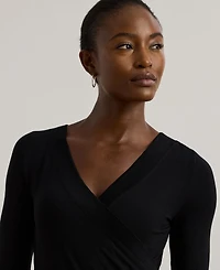 Lauren Ralph Lauren Women's Ruched Surplice Jersey Top