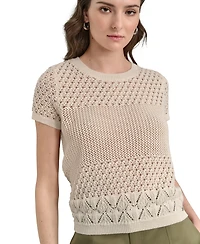 Dkny Jeans Women's Mixed-Stitch Short-Sleeve Sweater - G0H