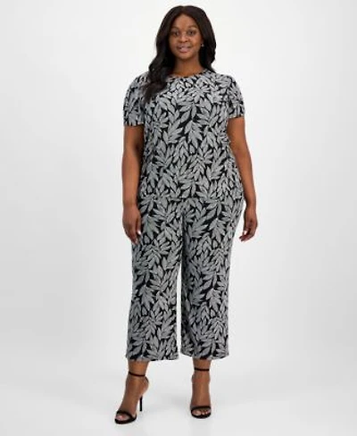 Ak Anne Klein Plus Size Printed Tulip Sleeve Top Wide Leg Pants