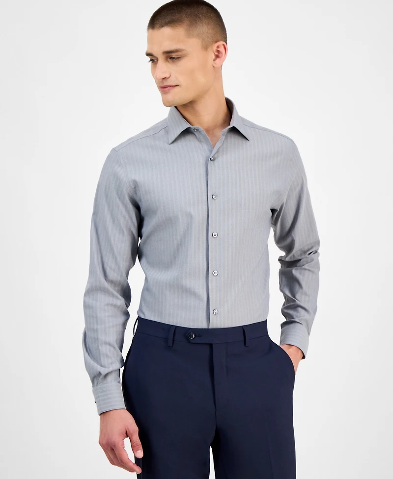 Alfani Men's Slim-Fit Herringbone Dress Shirt, Exclusively at Macy's