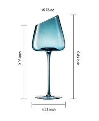 The Wine Savant Khen Slanted Stemmed Wine Glasses, Set of 4