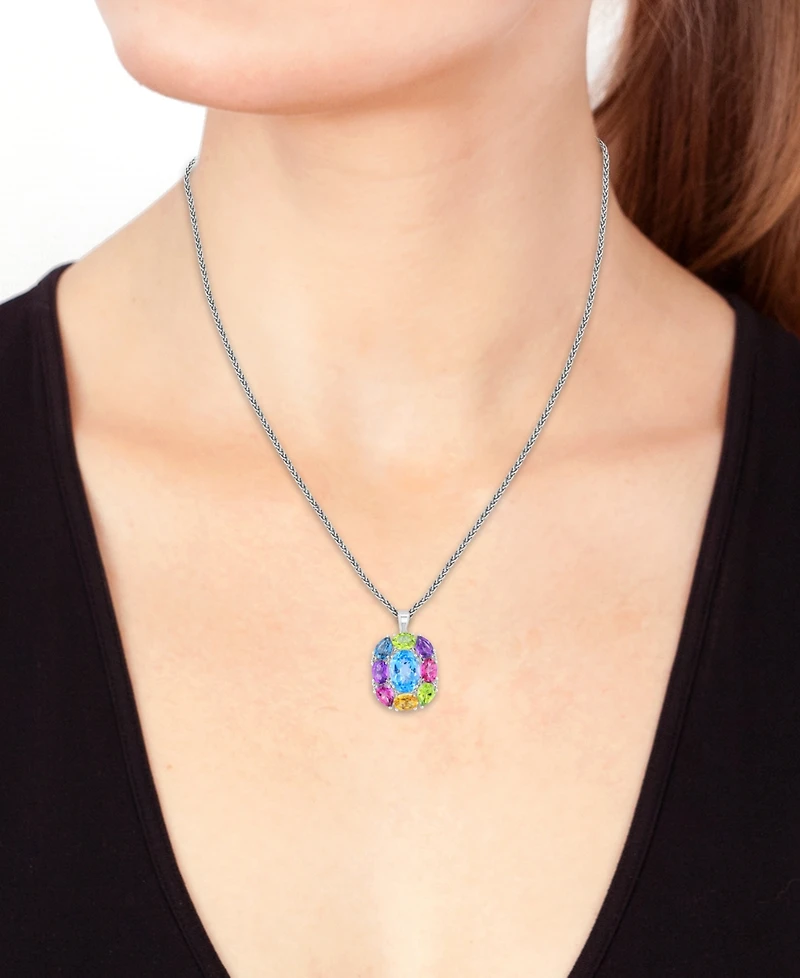 Effy Multi-Gemstone 18" Pendant Necklace (17-3/4 ct. t.w.) in Sterling Silver