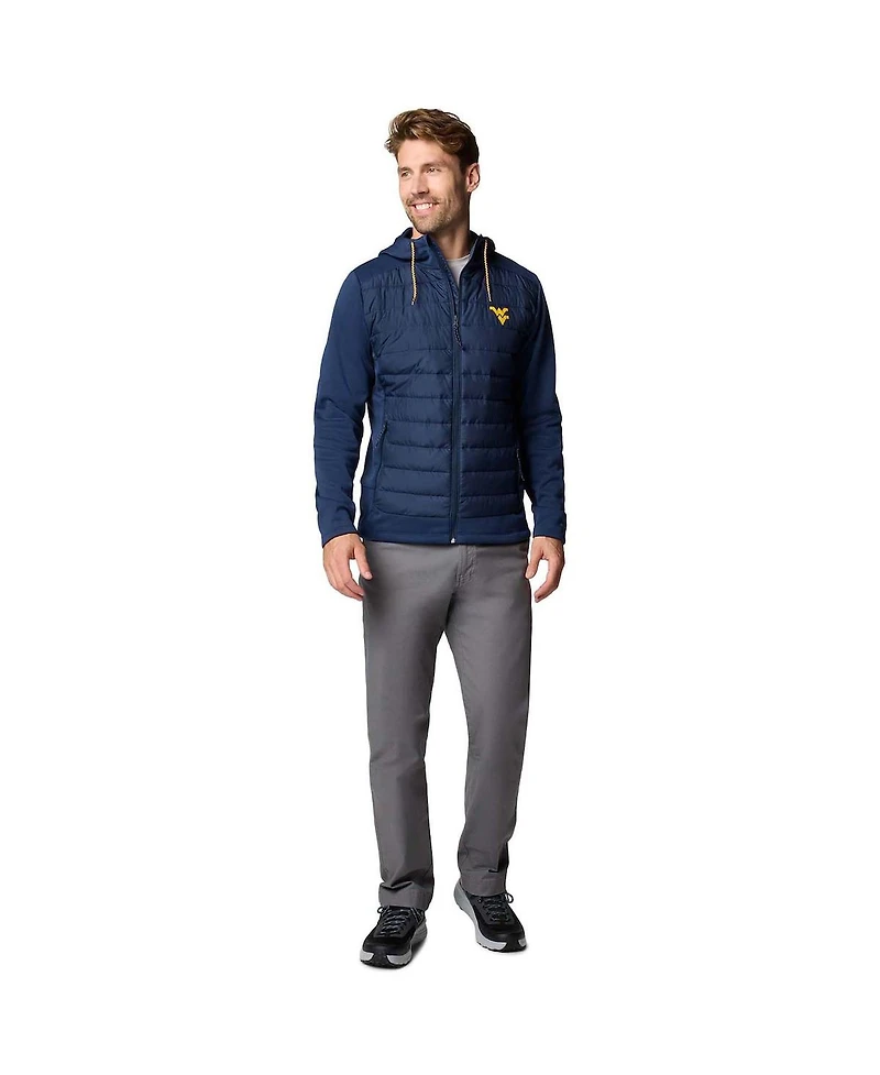 Columbia Men's Navy West Virginia Mountaineers Out-Shield Hybrid Full-Zip Hoodie Jacket