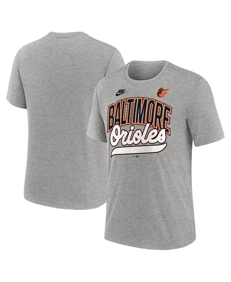Nike Men's Heather Gray Baltimore Orioles Cooperstown Collection Retro Tri-Blend T-Shirt