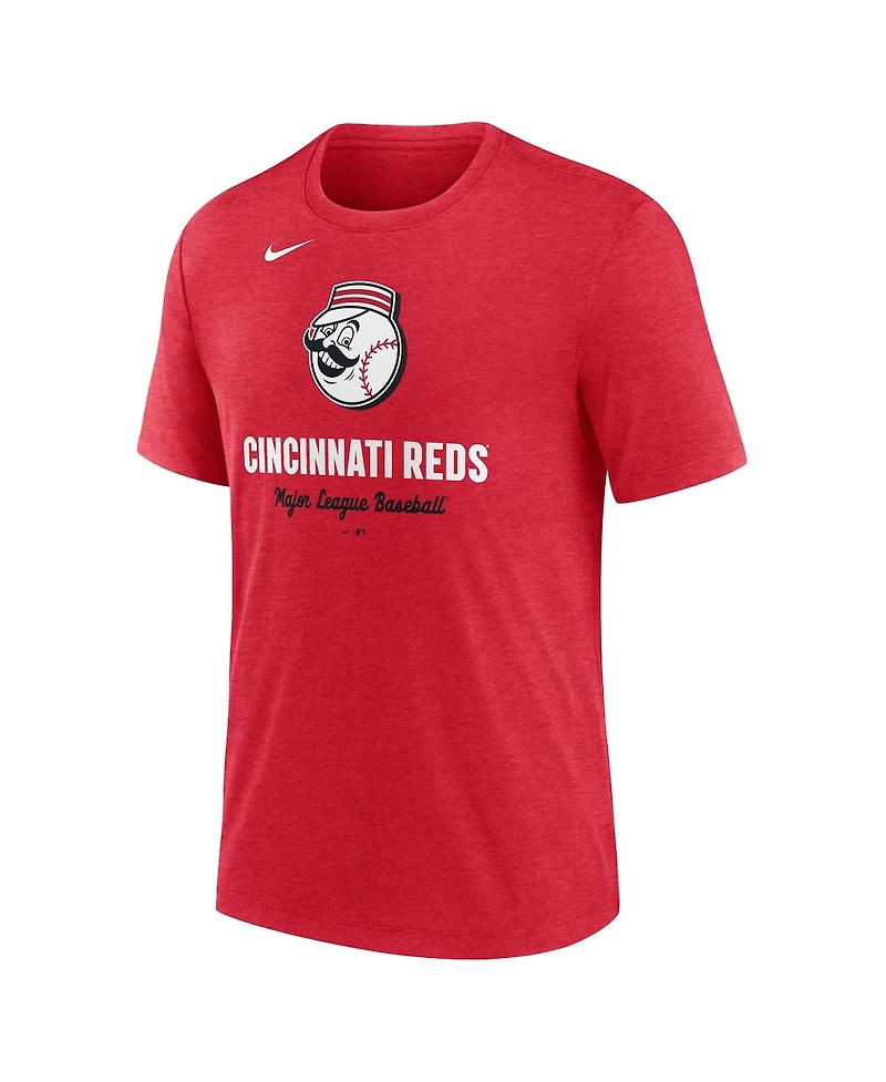 Nike Men's Heather Red Cincinnati Reds Logo Tri-Blend T-Shirt