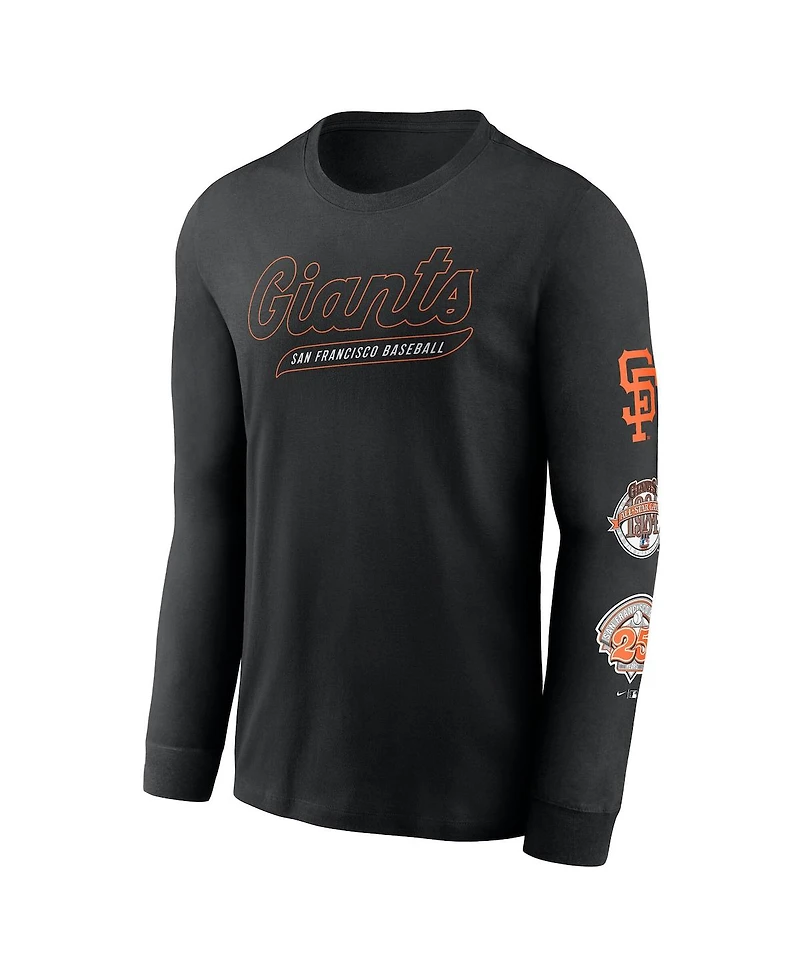 Nike Men's Black San Francisco Giants Cooperstown Collection Knockout Long Sleeve T-Shirt