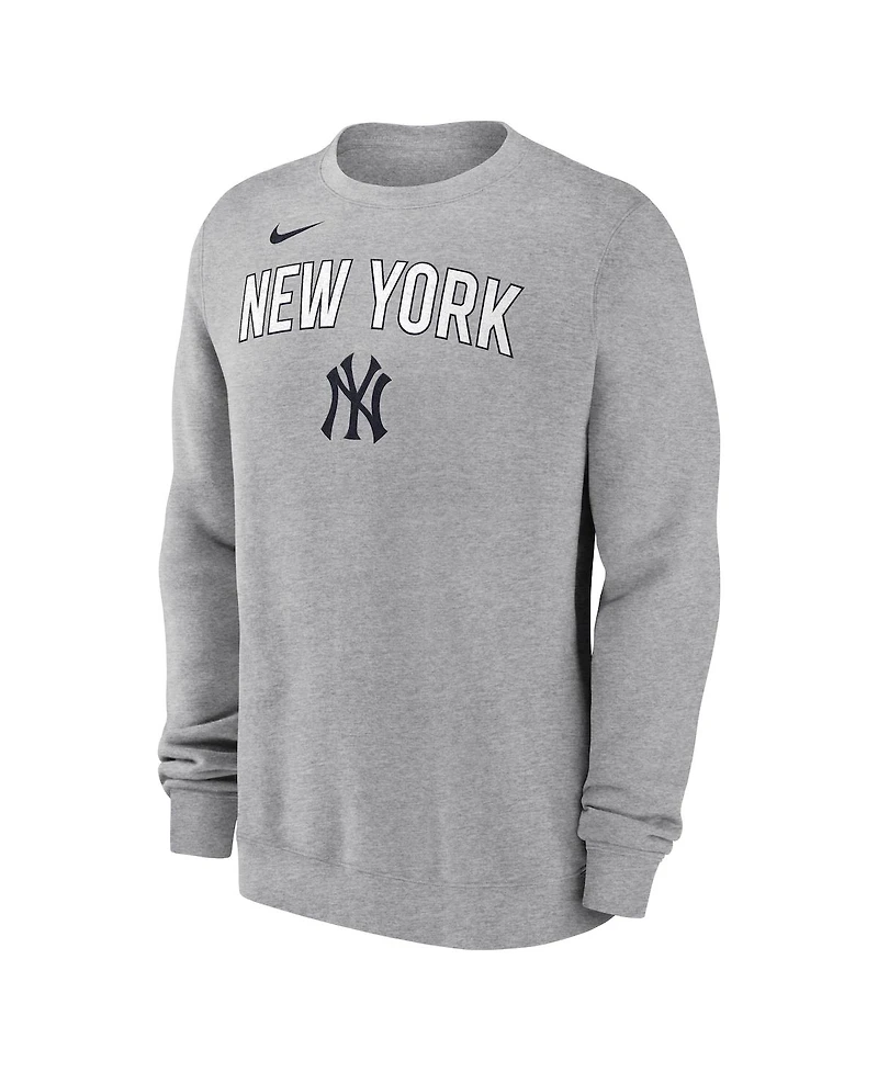 Nike Men's Heather Gray New York Yankees Pullover Sweatshirt