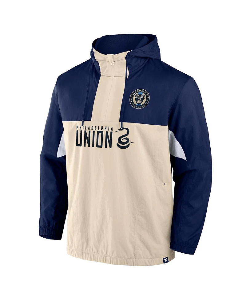 Fanatics Men's Navy Philadelphia Union Free Kick Woven Quarter-Zip Hoodie Jacket