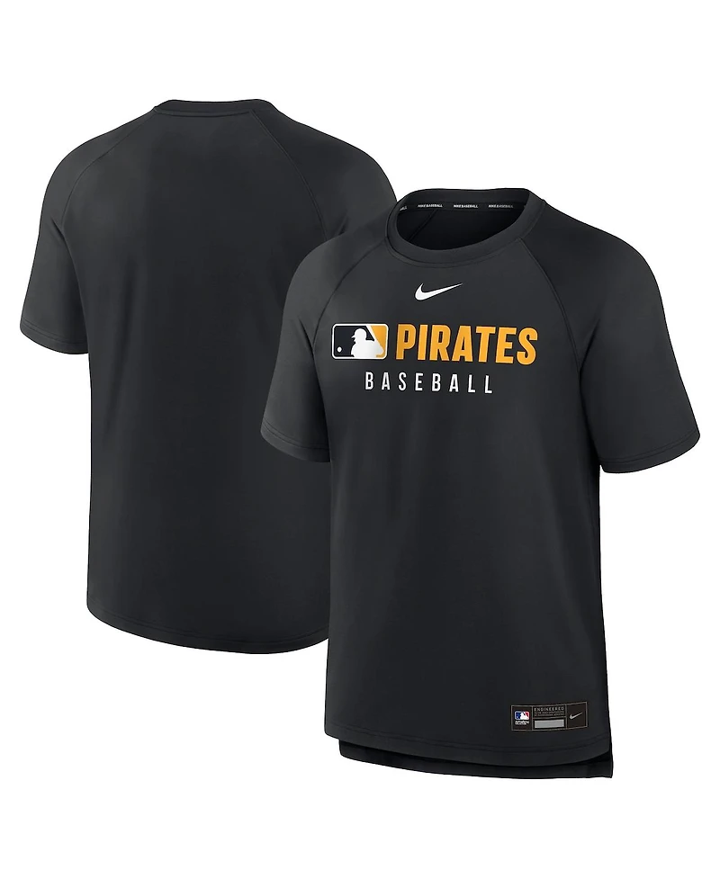 Nike Men's Black Pittsburgh Pirates Authentic Collection Pregame Raglan Performance T-Shirt