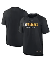 Nike Men's Black Pittsburgh Pirates Authentic Collection Pregame Raglan Performance T-Shirt