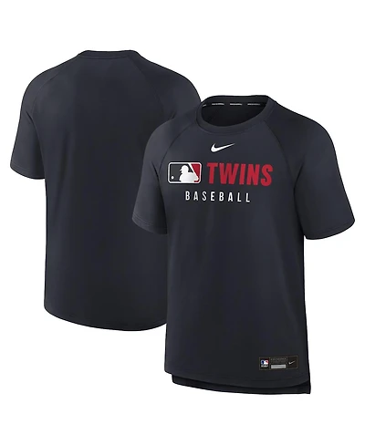 Nike Men's Navy Minnesota Twins Authentic Collection Pregame Raglan Performance T-Shirt
