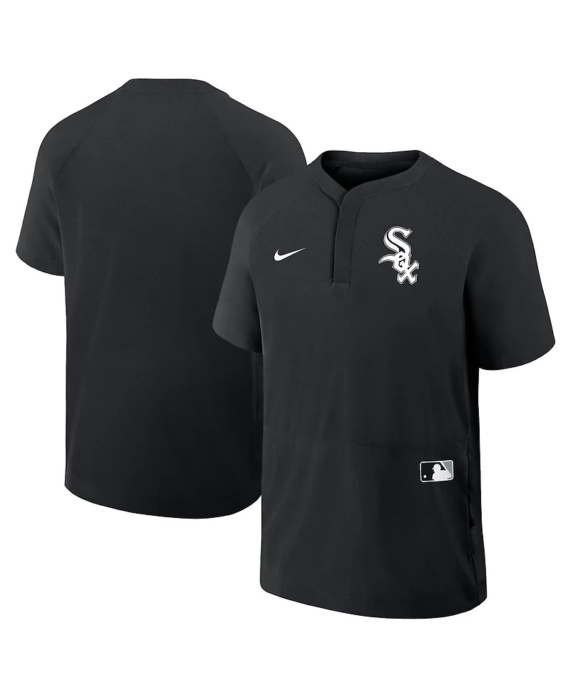 Nike Men's Black Chicago White Sox Authentic Collection Raglan Short Sleeve Windshirt