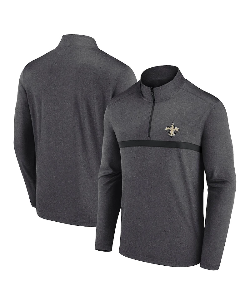 Fanatics Men's Heather Charcoal New Orleans Saints Head-to-Head Quarter-Zip Top
