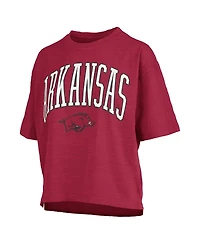 Pressbox Women's Cardinal Arkansas Razorbacks Nelson Arch Over Logo Waist Length Oversized Slub T-Shirt