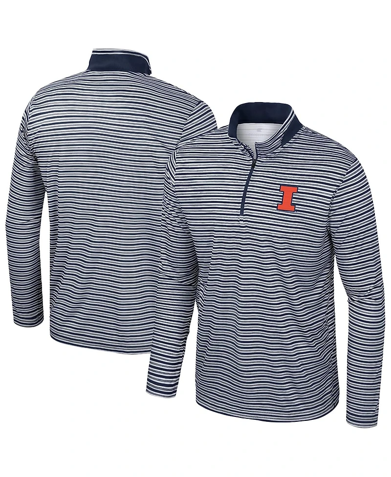 Colosseum Men's Navy Illinois Fighting Illini Striped Quarter-Zip Top