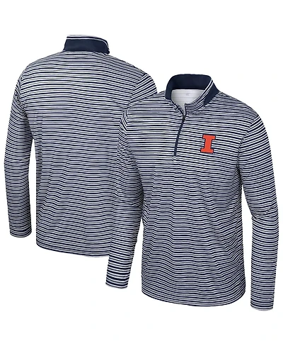 Colosseum Men's Navy Illinois Fighting Illini Striped Quarter-Zip Top