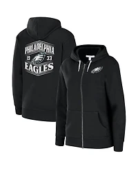 Wear by Erin Andrews Women's Black Philadelphia Eagles Angled Full-Zip Hoodie