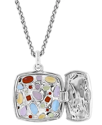 Effy Multi-Gemstone Locket 18" Pendant Necklace (6-3/4 ct. t.w.) in Sterling Silver
