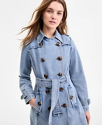 Steve Madden Women's Double-Breasted Denim Trench Coat