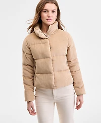 Steve Madden Women's Corduroy Zip-Front Puffer Coat
