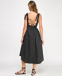 Seni & Cade Juniors' Polka-Dot Shoulder-Tie Midi Dress