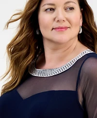 Alex Evenings Plus Size Illusion-Trim Ruffled Gown