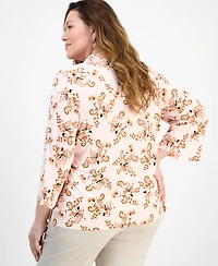 Jm Collection Plus Printed 3/4-Sleeve Tunic, Exclusively at Macy's
