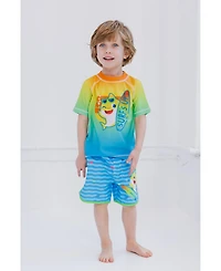 Baby Shark Toddler Boys Rash Guard and Swim Trunks Outfit Set