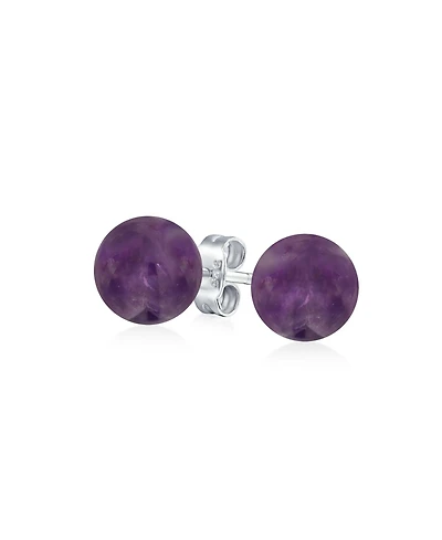 Bling Jewelry 8MM Natural Stone Round Bead Ball Stud Earrings .925 Sterling Silver
