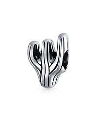 Bling Jewelry Southwestern Sonoran Desert Cactus Charm Bead in Oxidized Sterling Silver